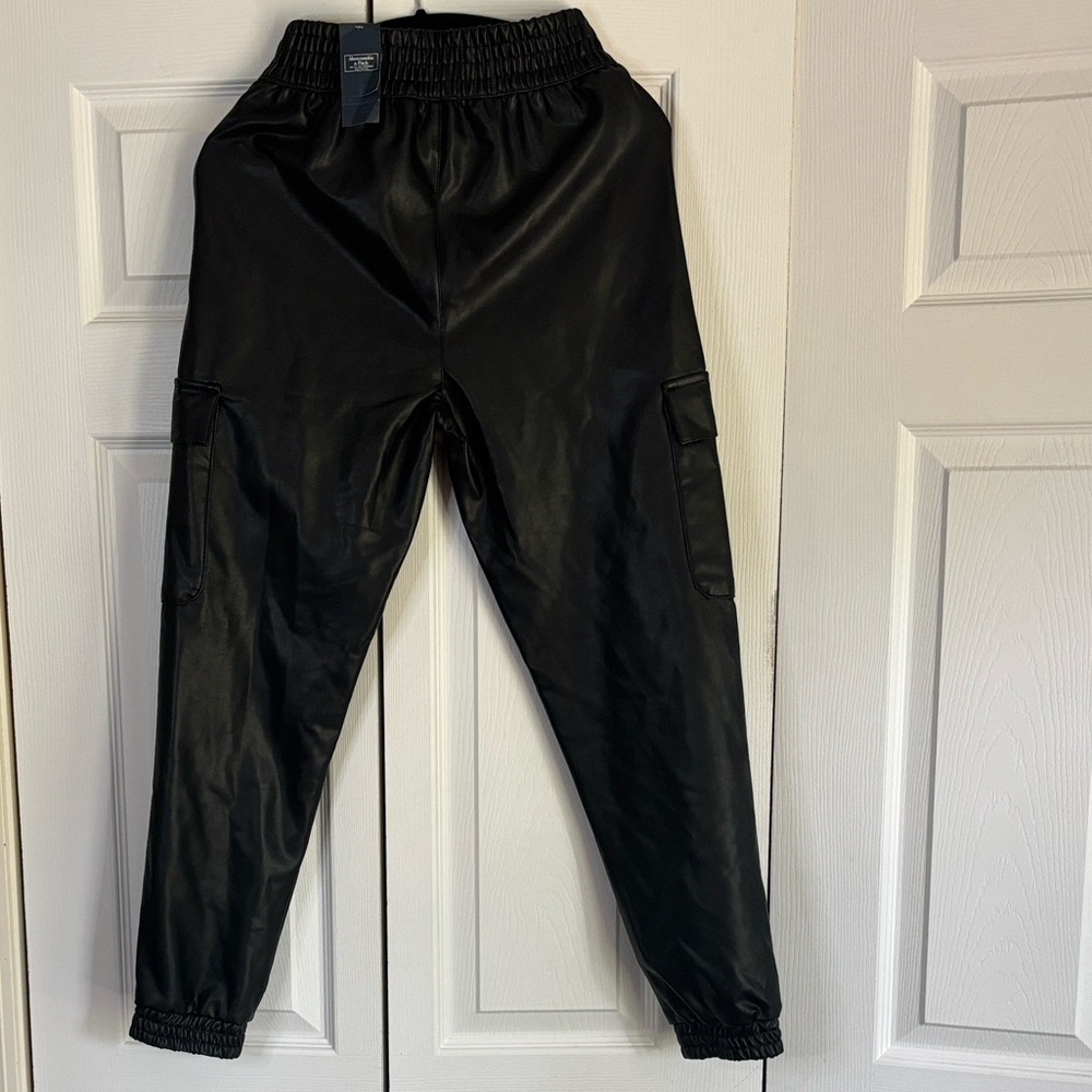 Abercrombie & Fitch Black Leather Joggers - Picture 6 of 9